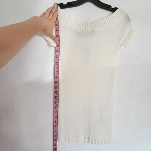 NEW BCBG Maxazria Ivory Cream White Jersey Knit Cap Sleeve Top Size XS - Picture 5 of 10